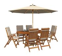 vidaXL Set da pranzo da giardino 7 pezzi Naturale