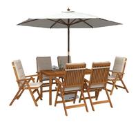 vidaXL Set da pranzo da giardino 7 pezzi Naturale