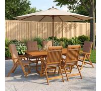 vidaXL Set da pranzo da giardino 7 pezzi Naturale