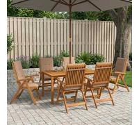 vidaXL Set da pranzo da giardino 7 pezzi Naturale