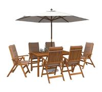 vidaXL Set da pranzo da giardino 7 pezzi Naturale