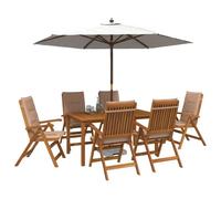 vidaXL Set da pranzo da giardino 7 pezzi Naturale