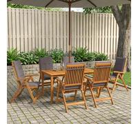 vidaXL Set da pranzo da giardino 7 pezzi Naturale