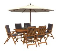 vidaXL Set da pranzo da giardino 7 pezzi Naturale