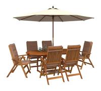 vidaXL Set da pranzo da giardino 7 pezzi Naturale