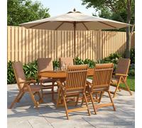 vidaXL Set da pranzo da giardino 7 pezzi Naturale