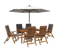 vidaXL Set da pranzo da giardino 7 pezzi Naturale