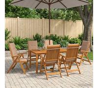 vidaXL Set da pranzo da giardino 7 pezzi Naturale