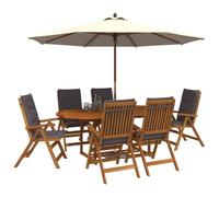 vidaXL Set da pranzo da giardino 7 pezzi Naturale