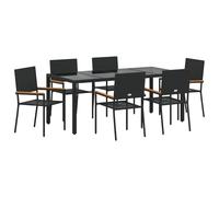 vidaXL Set di 7 tovagliette da pranzo da giardino in rattan sintetico, impilabili con cuscino, set da 2 pezzi, in rattan sintetico, colore: nero