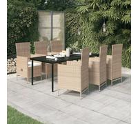 vidaXL Set da Pranzo da Giardino 7 pz con Cuscini Beige