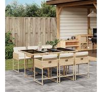 SET TAVOLO E SEDIE VIDAXL 7 pz con Cuscini Beige in Polyrattan - 3211270
