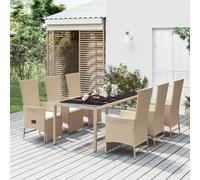 vidaXL Set da Pranzo da Giardino 7 pz con Cuscini Beige in Polyrattan