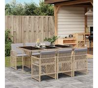 vidaXL Set da Pranzo da Giardino 7 pz con Cuscini Beige in Polyrattan