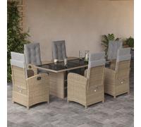 vidaXL Set da Pranzo da Giardino 7 pz con Cuscini Beige in Polyrattan