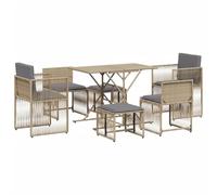 vidaXL Set da pranzo da giardino 7 pz in polyrattan con cuscini beige