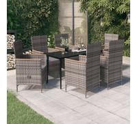 vidaXL Set da Pranzo da Giardino 7 pz con Cuscini Grigio