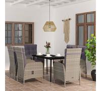 vidaXL Set da Pranzo da Giardino 7 pz con Cuscini Grigio e Nero