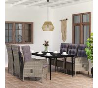 vidaXL Set da Pranzo da Giardino 7 pz con Cuscini Grigio e Nero