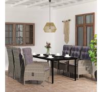 vidaXL Set da Pranzo da Giardino 7 pz con Cuscini Grigio e Nero