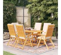 vidaXL Set da Pranzo da Giardino 7 pz con Cuscini in Legno di Teak