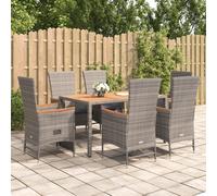 vidaXL Set da Pranzo da Giardino 7 pz con Cuscini in Polyrattan Grigio