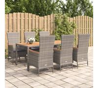 vidaXL Set da Pranzo da Giardino 7 pz con Cuscini in Polyrattan Grigio