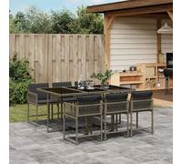 vidaXL Set da Pranzo da Giardino 7 pz con Cuscini in Polyrattan Grigio