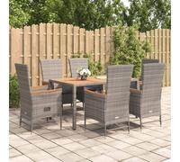 vidaXL Set da Pranzo da Giardino 7 pz con Cuscini in Polyrattan Grigio