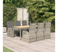 vidaXL Set da Pranzo da Giardino 7 pz con Cuscini in Polyrattan Grigio