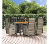 vidaXL Set da Pranzo da Giardino 7 pz con Cuscini in Polyrattan Grigio