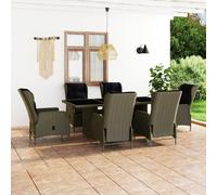 vidaXL Set da Pranzo da Giardino 7 pz con Cuscini in Polyrattan Marrone