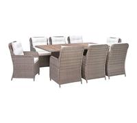 VIDAXL - Set da Pranzo da Giardino 7 pz con Cuscini in Polyrattan Marrone