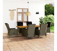vidaXL Set da Pranzo da Giardino 7 pz con Cuscini in Polyrattan Marrone