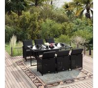 vidaXL Set da Pranzo da Giardino 7 pz con Cuscini in Polyrattan Nero