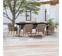 vidaXL Set da Pranzo da Giardino 7 pz con Cuscini Marrone