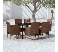 VidaXL Set da Pranzo da Giardino 7 pz con Cuscini Marrone e Nero