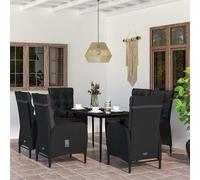 vidaXL Set da Pranzo da Giardino 7 pz con Cuscini Nero