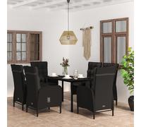 vidaXL Set da Pranzo da Giardino 7 pz con Cuscini Nero