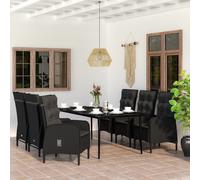 vidaXL Set da Pranzo da Giardino 7 pz con Cuscini Nero