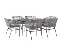 vidaXL Set da Pranzo da Giardino 7 pz con Cuscini Polyrattan Vetro