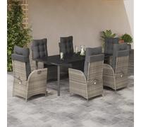 vidaXL Set da Pranzo da Giardino 7 pz Cuscini Polyrattan Grigio Chiaro