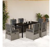 vidaXL Set da Pranzo da Giardino 7 pz Cuscini Polyrattan Grigio Chiaro