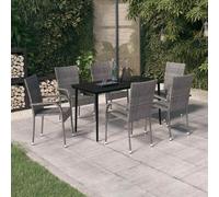 Set da Pranzo da Giardino 7 pz Grigio e Nero