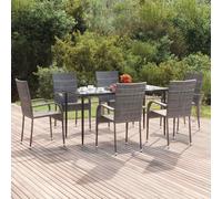 Set da Pranzo da Giardino 7 pz Grigio in Polyrattan