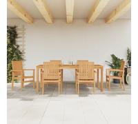 vidaXL Set da Pranzo da Giardino 7 pz in Legno Massello di Teak