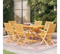 vidaXL Set da Pranzo da Giardino 7 pz in Legno Massello di Teak