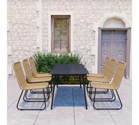 vidaXL Set da Pranzo da Giardino 7 pz in Polyrattan e Vetro