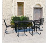 vidaXL Set da Pranzo da Giardino 7 pz in Polyrattan e Vetro