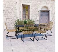 vidaXL Set da Pranzo da Giardino 7 pz in Polyrattan e Vetro